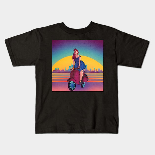 Scooter Girl Kids T-Shirt by taoistviking